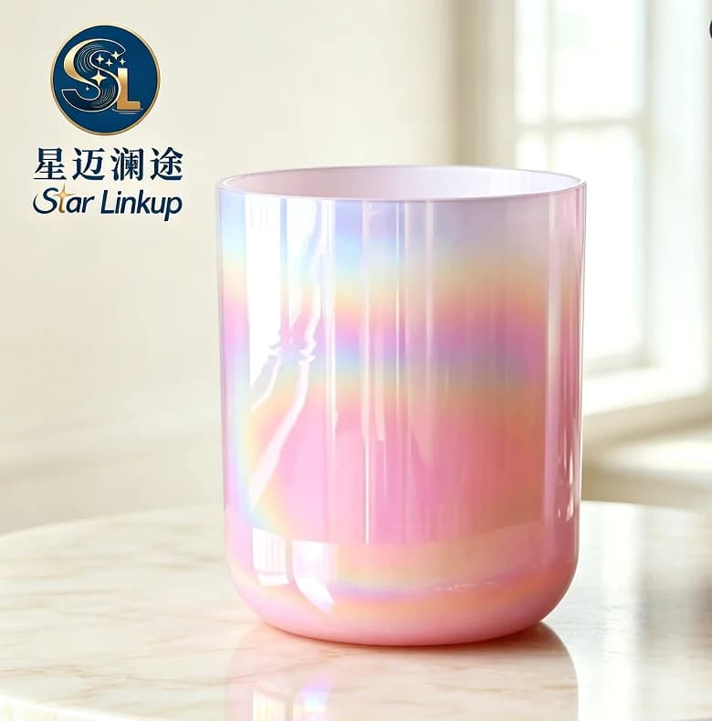 STAR LINKUP Crystalsoul 432Hz Romantic Girly Pink Aurora Gradient Alchemy Crystal Singing Bowl, Sound Healing Instrument For Meditation Yoga Spiritual Therapy