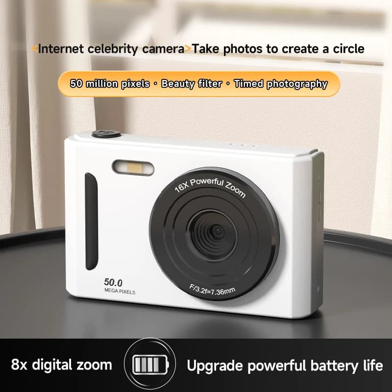 Digital camera for children and students from 64 GB, digital camera tip and snap 1080P with 16X zoom, anti-vibration, compact and small