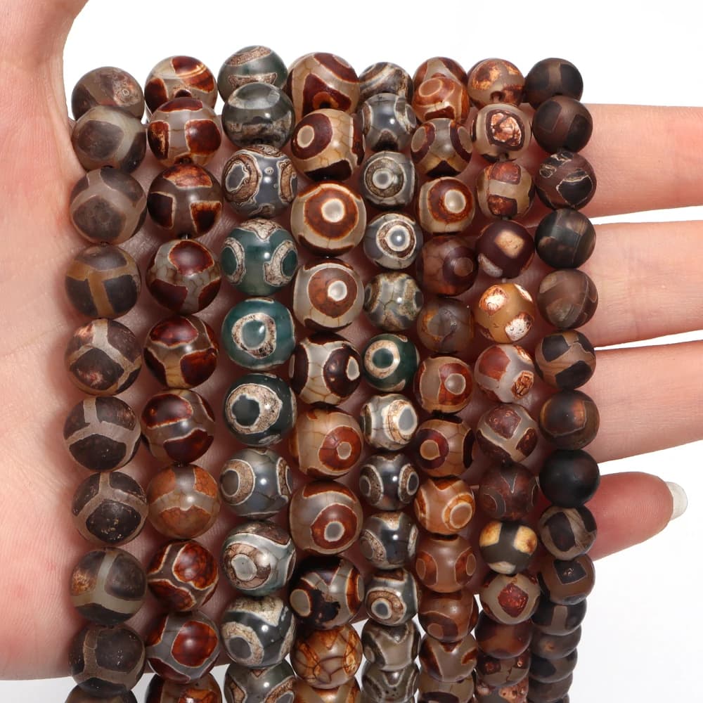 1 Strand Retro Style Agate Stone Beads Round Natural Stone Beads Loose Beads For Jewelry Making DIY Necklace Bracelet Accessory