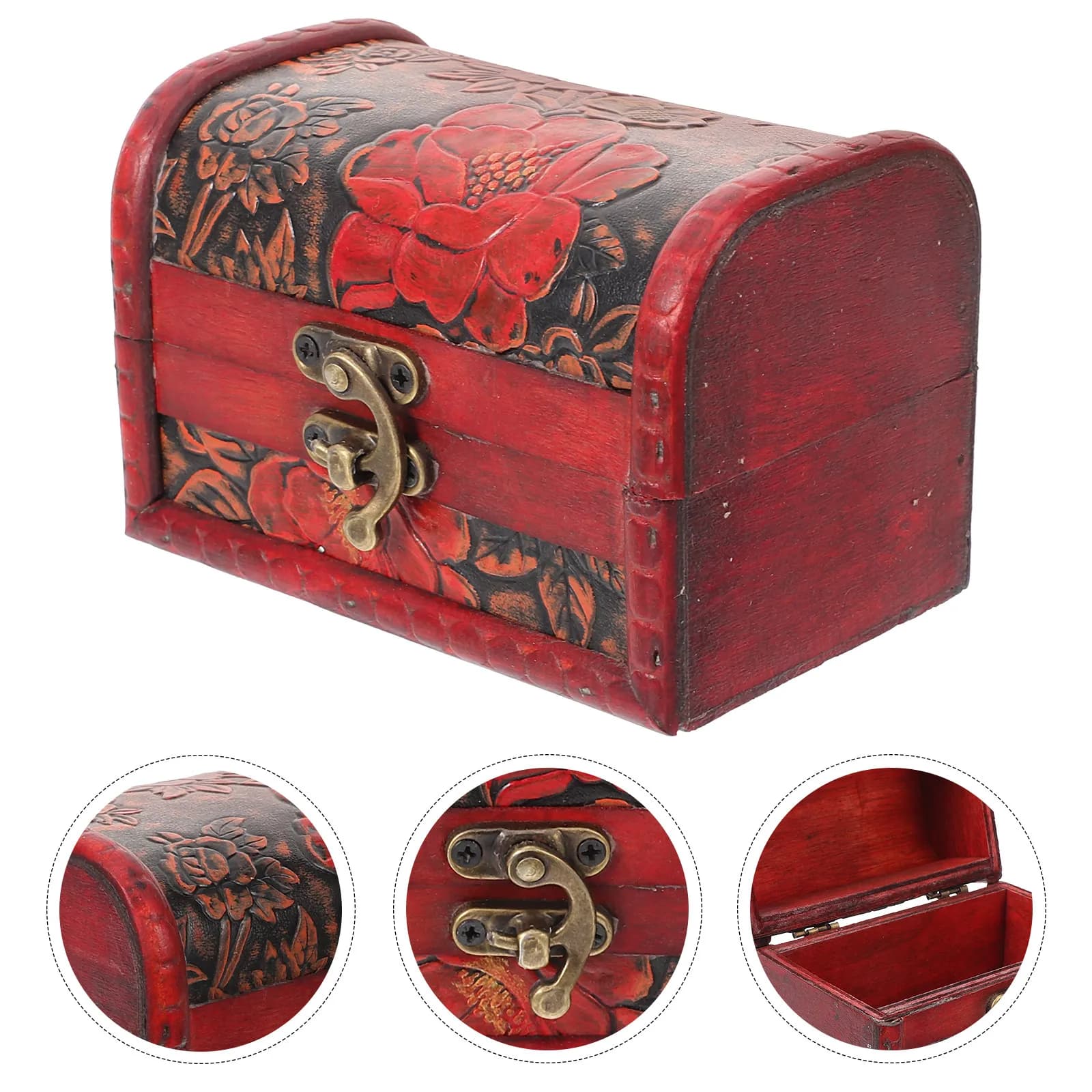 Vintage Wooden Jewelry Box, Large Capacity Container Box, Retro Treasury Box, Home Decoration, Storage Box, Jewelry Box