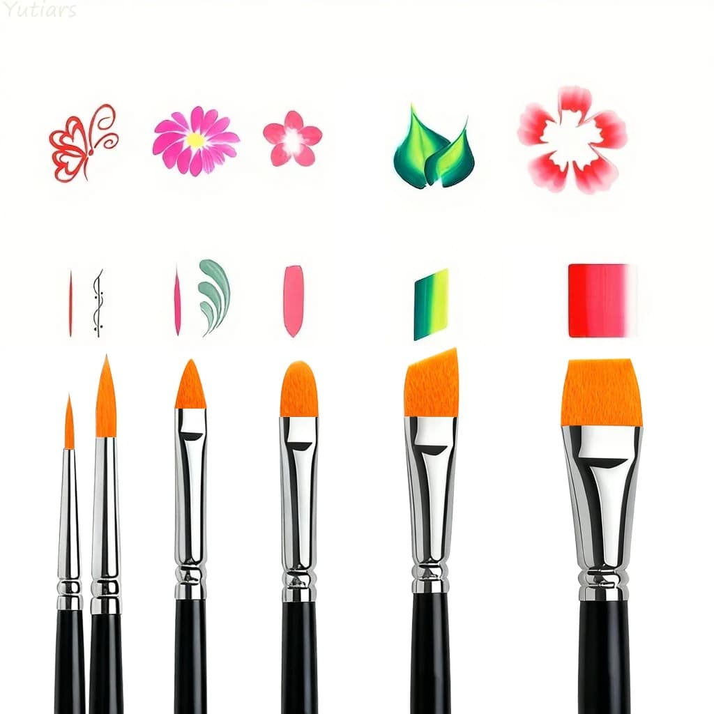 Kit di pennelli per pittura per il viso da 6 pezzi Pennelli artistici di qualità professionale per strumenti per trucco per nail art con pittura a olio acrilica ad acquerello
