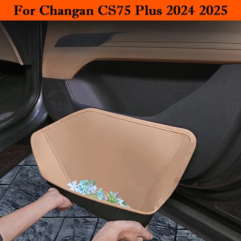 Car Door Slot Protective Pad Leather Waterproof Glove Box Mat Storage Barrel For Changan CS75 Plus 2024 2025 Auto Accessories