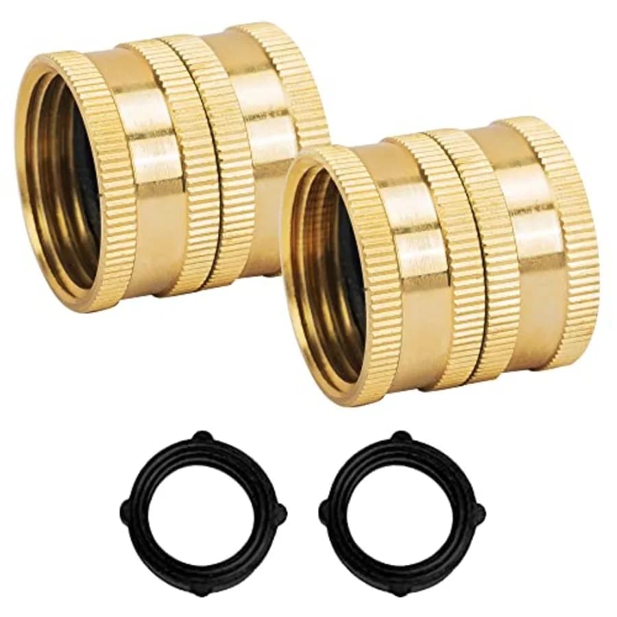 Garden Hose Adapter, 3/4 Inch Solid Brass Hose Connectors, Hose Connecr with Extra Washers