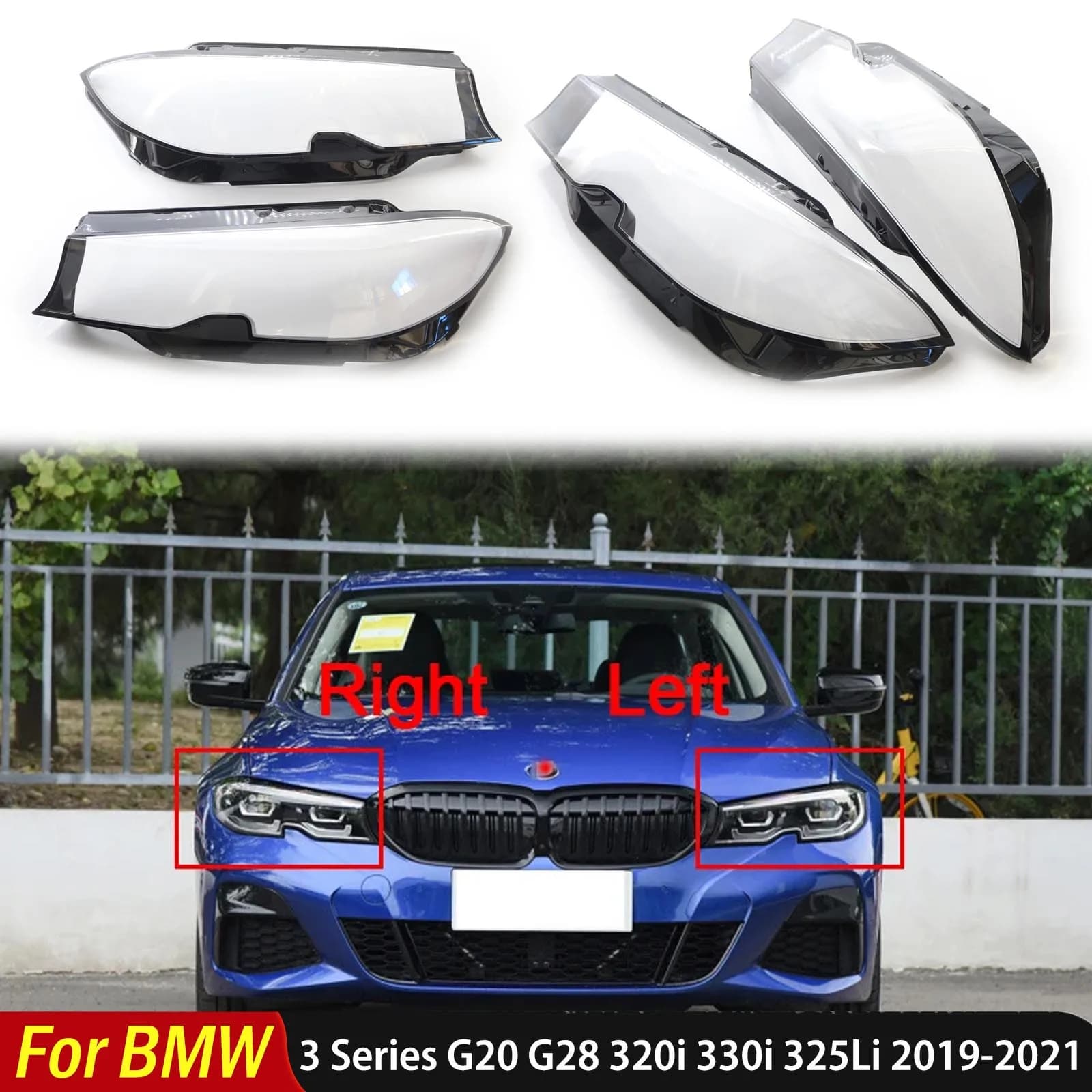 Per BMW Serie 3 G20 G28 320i 330i 325Li 2019-2021 con LED Auto Faro Anteriore Borsette Paralume Trasparente Protezione Della Copertura Della Protezione