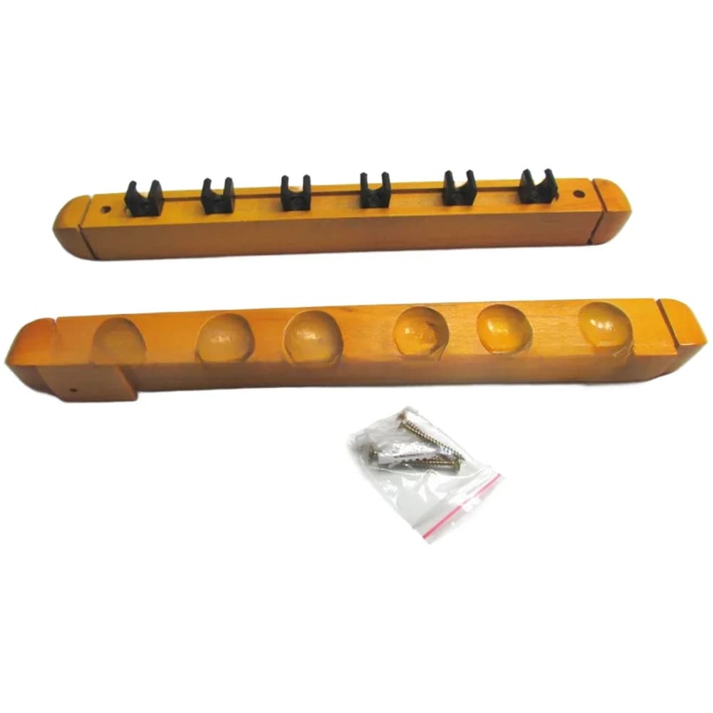 6 Slot Solid Wood Billiard Cue Rack for Pool Table Wall Mounted Cue Storage Organizer Holds 6 For Cues Without Wobbling