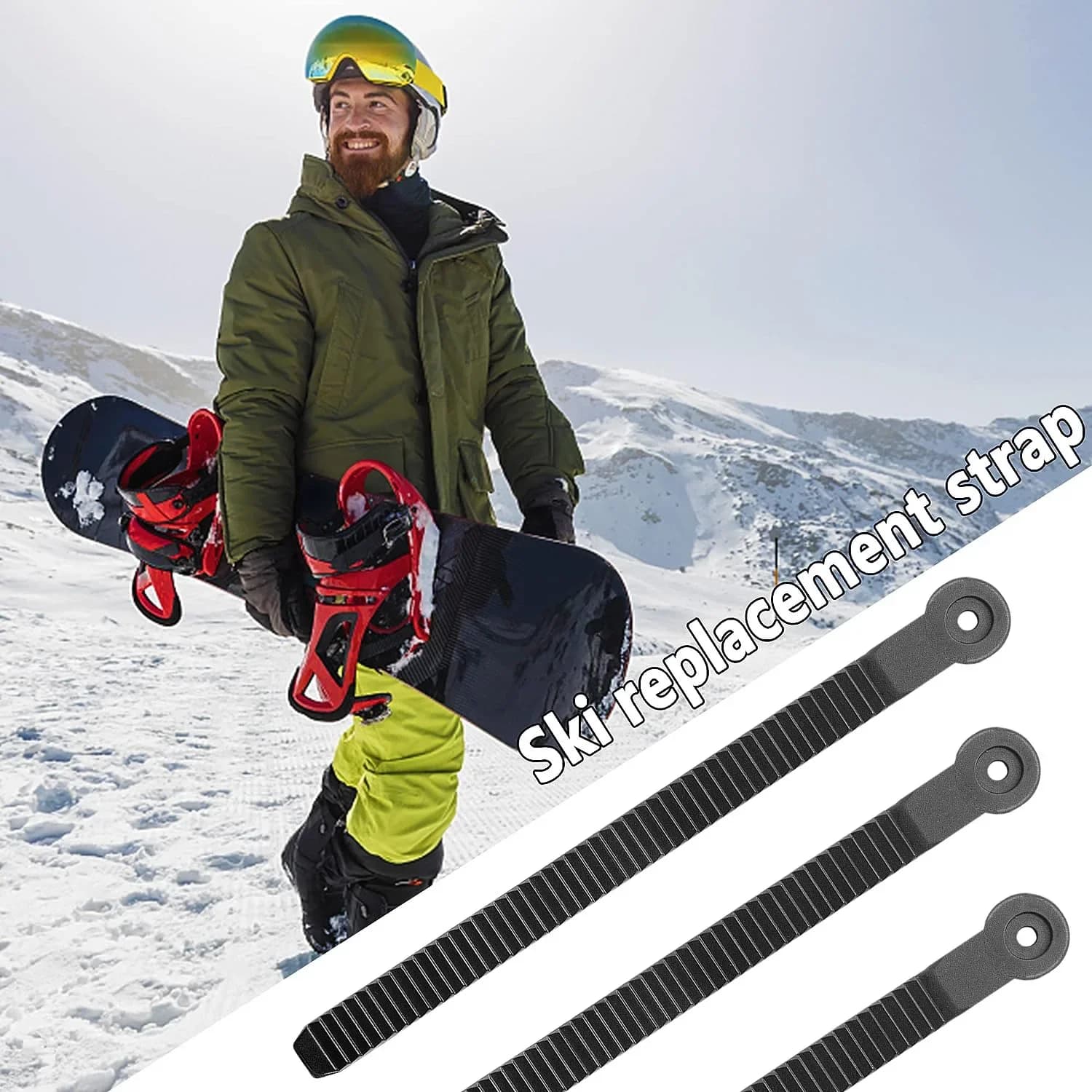 Kit di cinghie per attacchi da snowboard, 10 pezzi, per una presa salda e sicura, con viti, adatto per snowboard, pattini, colore nero