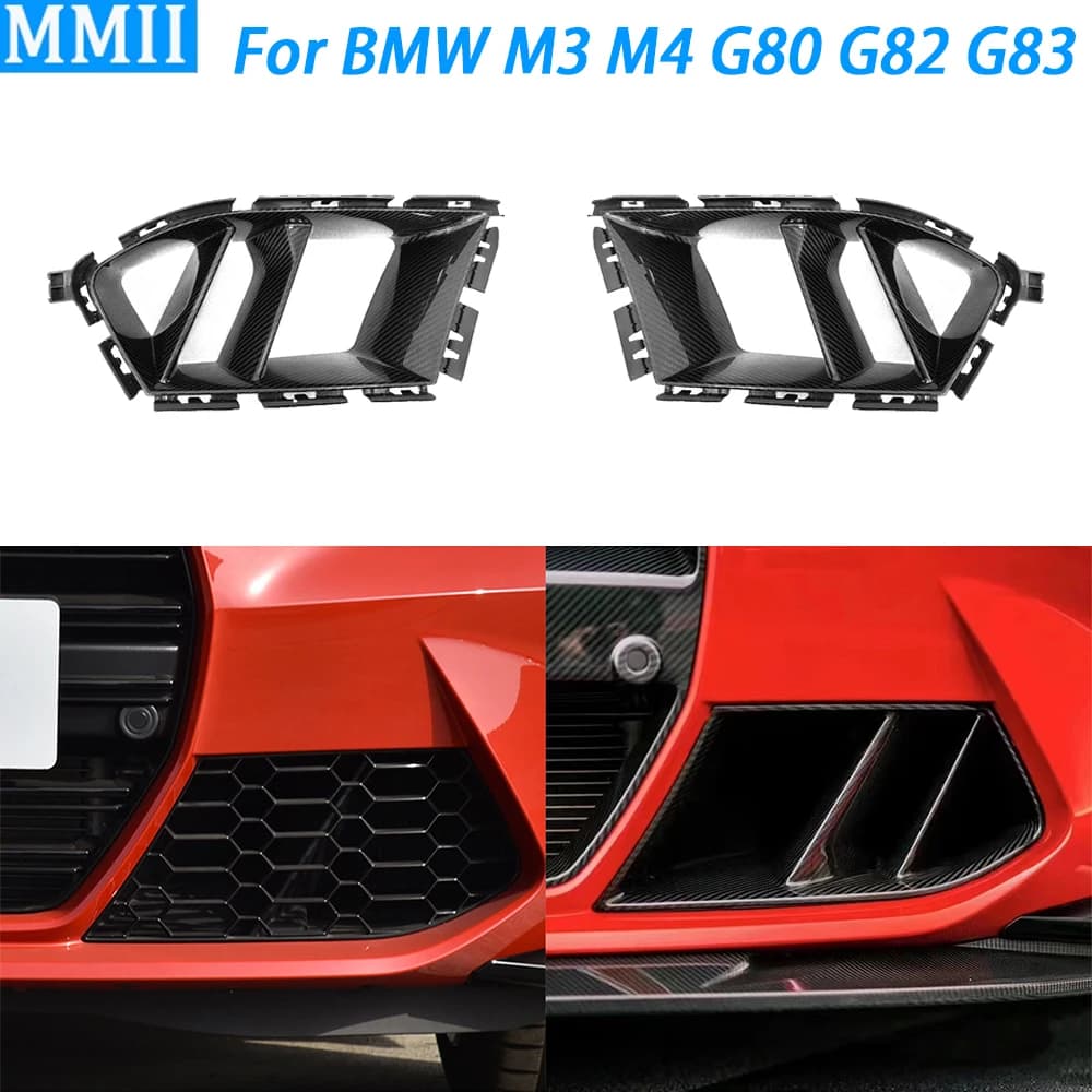 For BMW M3 M4 G80 G82 G83 R44 2021-2024 real carbon fiber dry bumper front cover of air outlet Trim accessories for retrofit for car