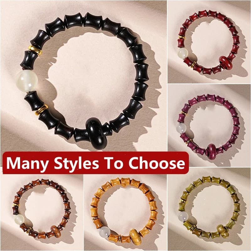 Sandalwood Bamboo Node Glow-in-the-dark Beads Running Ring Hand Bracelet Simple Wooden Men's Bracelet Single Circle