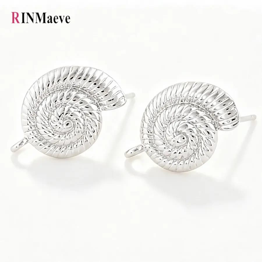 6PCS 18K Gold Color Plated Brass 11*16MM Snail Stud Earrings High Quality Diy DIY Jewelry Making Finding Accessories