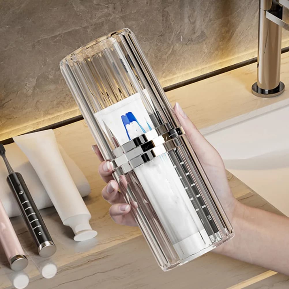 Porta Spazzolino da Viaggio Portatile con Contenitore per Dentifricio, Organizer Compatto per Campeggio, Viaggi, Scuola e Uso Quotidiano