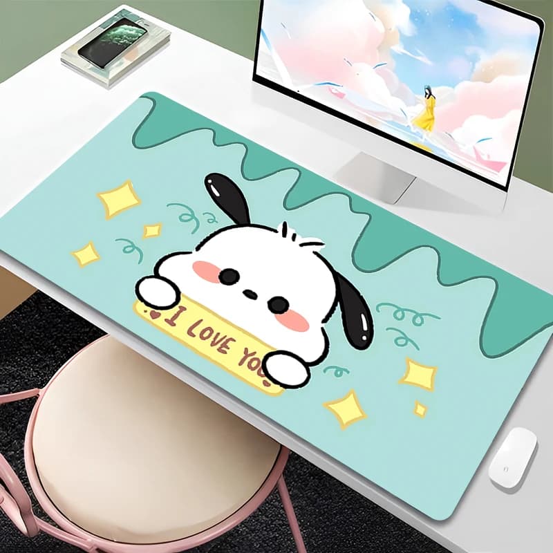 Tappetino per mouse 90x40 cm Pochacco Accessori da gioco Gabinete Gamer Tappetino per scrivania per computer PC Tappetino per tastiera antiscivolo Tappetino per mouse con stampa HD per tablet