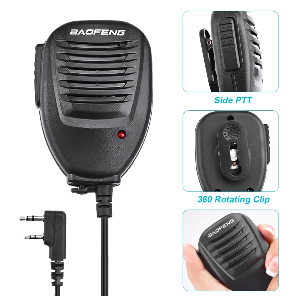 100% Baofeng Walkie Talkie microfono altoparlante doppio PTT per Baofeng Ham Radio Mic BF888S UV82 UV5R accessori Radio bidirezionale