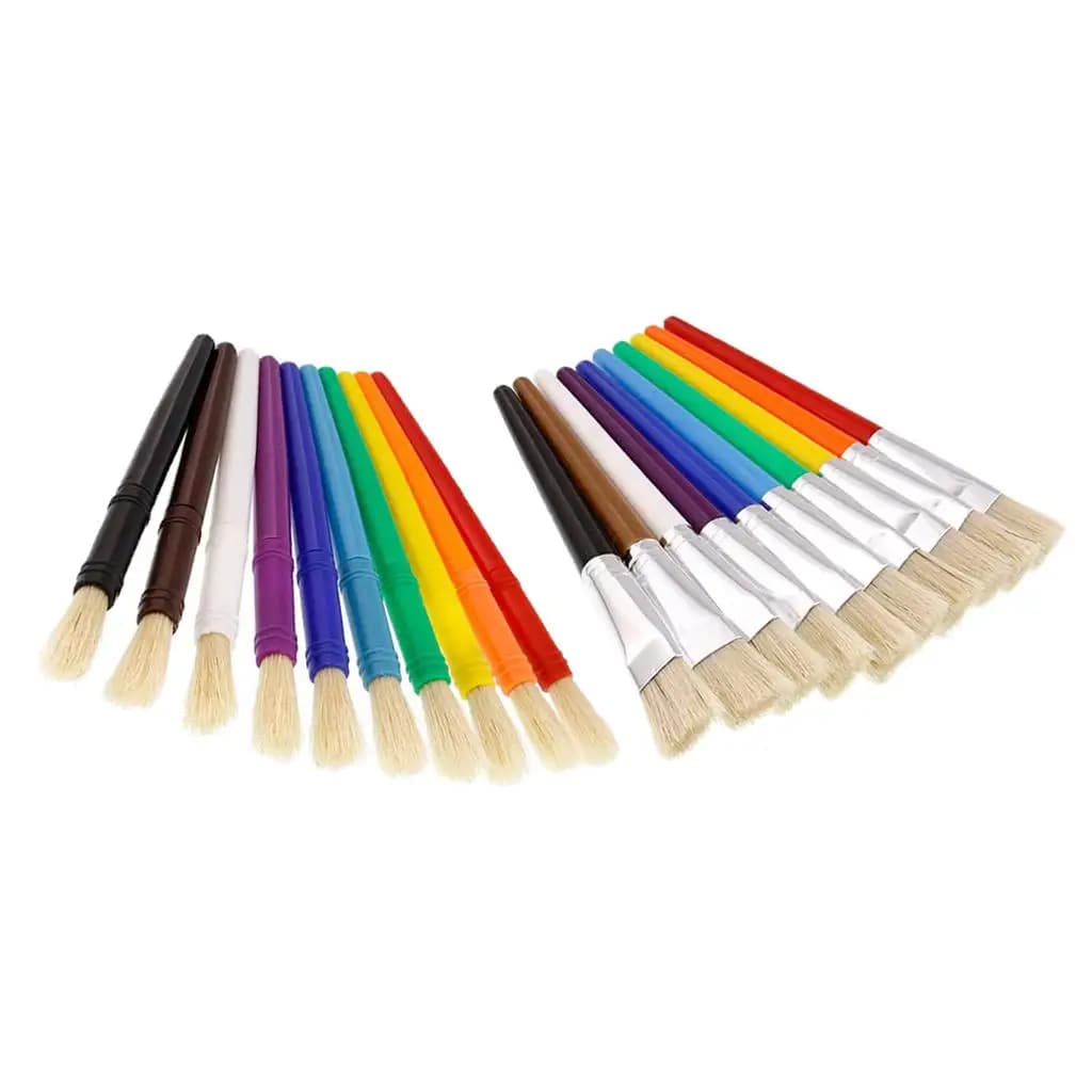 Painting Round Brushes Multicolor Mixed Bristles Artistic Drawing Brushes for Oil Acrylic Watercolor