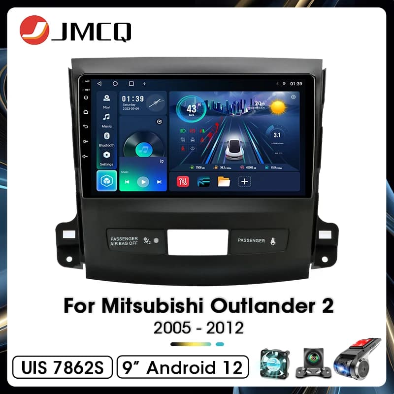 JMCQ 9 "2DIN Android 12 per Mitsubishi Outlander xl 2 2005-2012 autoradio stereo lettore Video multimediale navigazione GPS Carplay