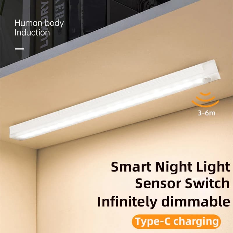 Lamp with motion sensor Night light LED wireless USB Type C Rechargeable lamp for kitchen cabinet Bedroom Guardaroba Lighting stairs