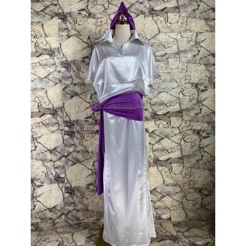 Customized Belly Dance Robe Satin Loose Baladi Folk Shaabi Eastern Shirt Collar Jumpsuit Exotic Dancewear Bellydance Costume