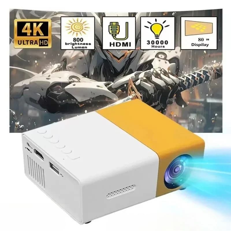 Mini proiettore portatile con supporto Full HD 1080P: include telecomando, alimentato tramite USB, ideale per smartphone e dispositivi USB