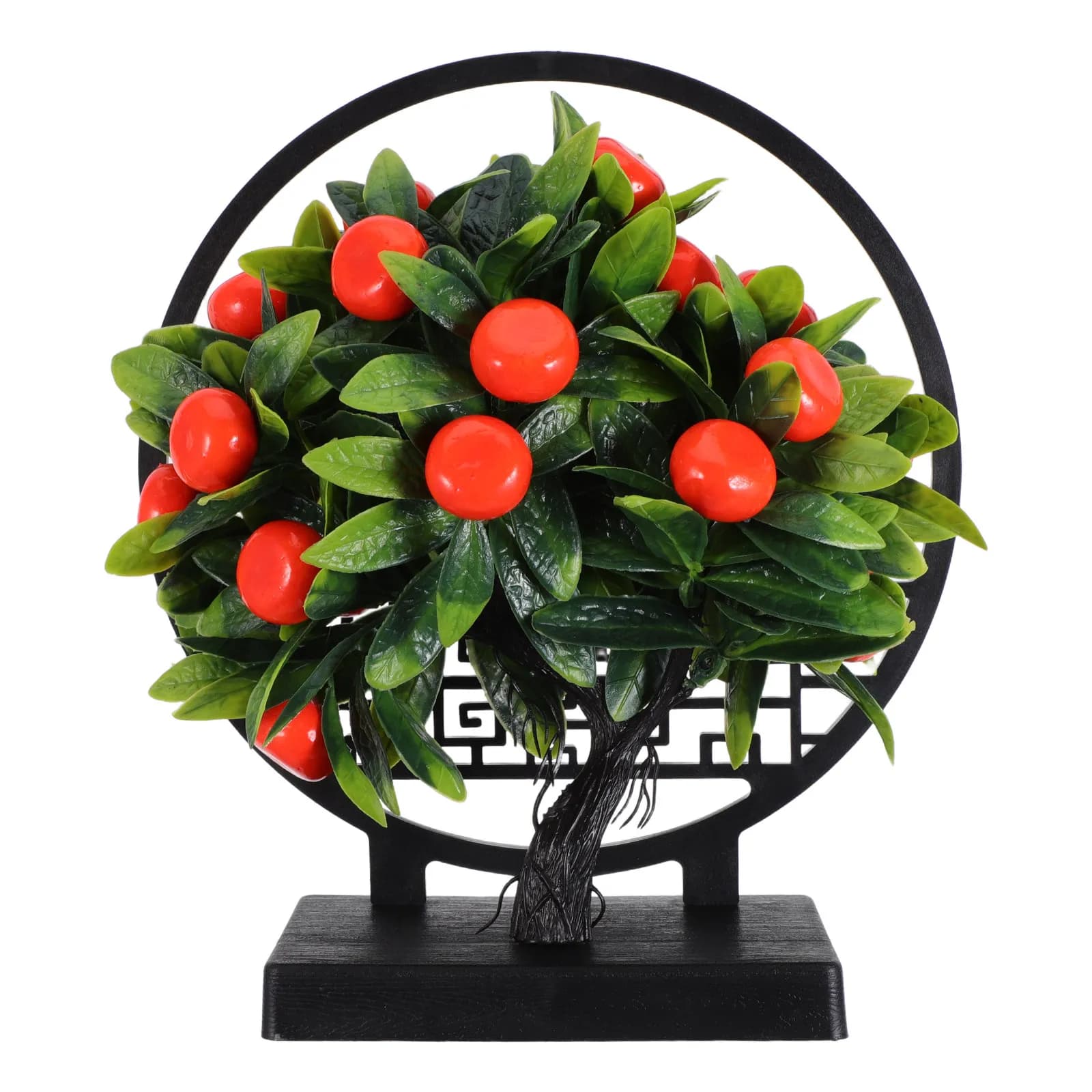 Bonsai Realistic Artificial Orange, Fin Plant with Vase Fruits for Desk, Office, Home, Small Table Furniture for Interior
