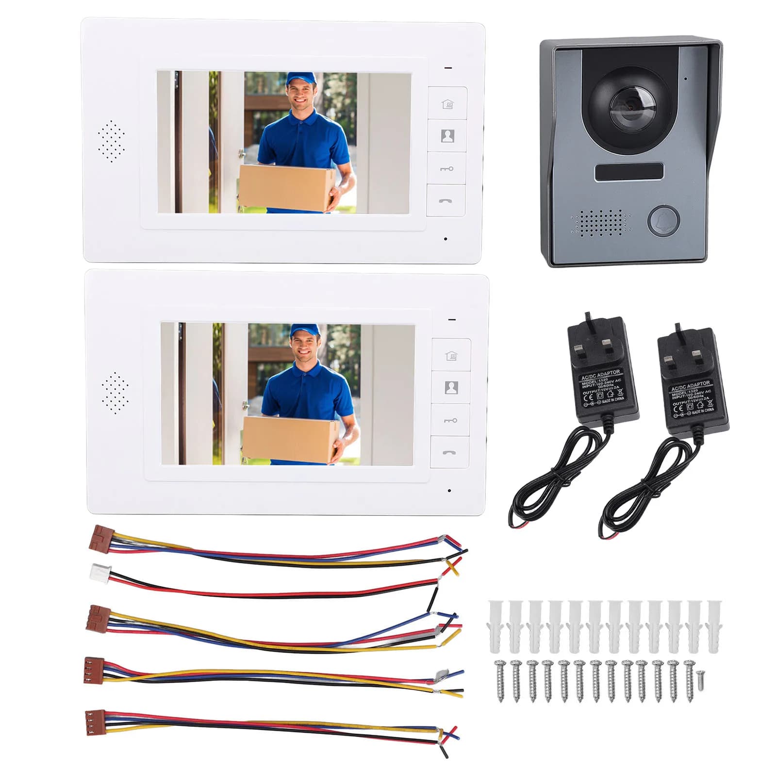Sistema Videocitofonico con Schermo a Colori da 7 Pollici, Kit di Ingresso Video Cablato, Interfono Bidirezionale per Ville, Case e Uffici