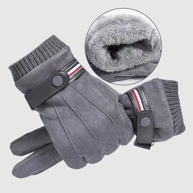 Winter Thick Velvet Cycling Warm Gloves for Men Outdoor Cycling Gloves Soft Touchscreen Suede Windproof Motorcycle Ski Gloves