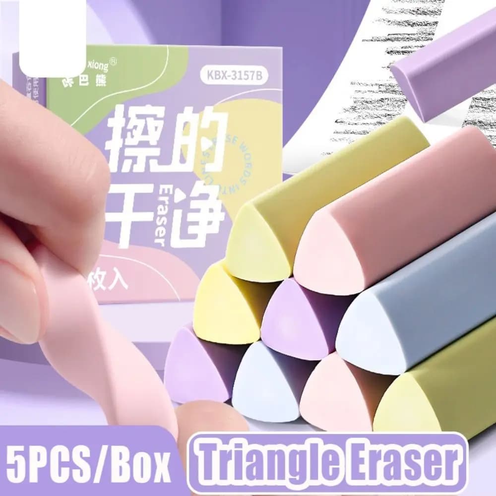 5PCS/Set High Quality Triangle Eraser Macaron Without Leaving Marks Pencil Erasers No Debris Rubber Eraser Back To School Gift