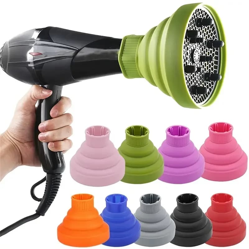 Strumento per salone in silicone Nero Rosa Copertura universale per diffusore per asciugacapelli Resistente alla temperatura regolabile Asciugacapelli per asciugatura a dispersione