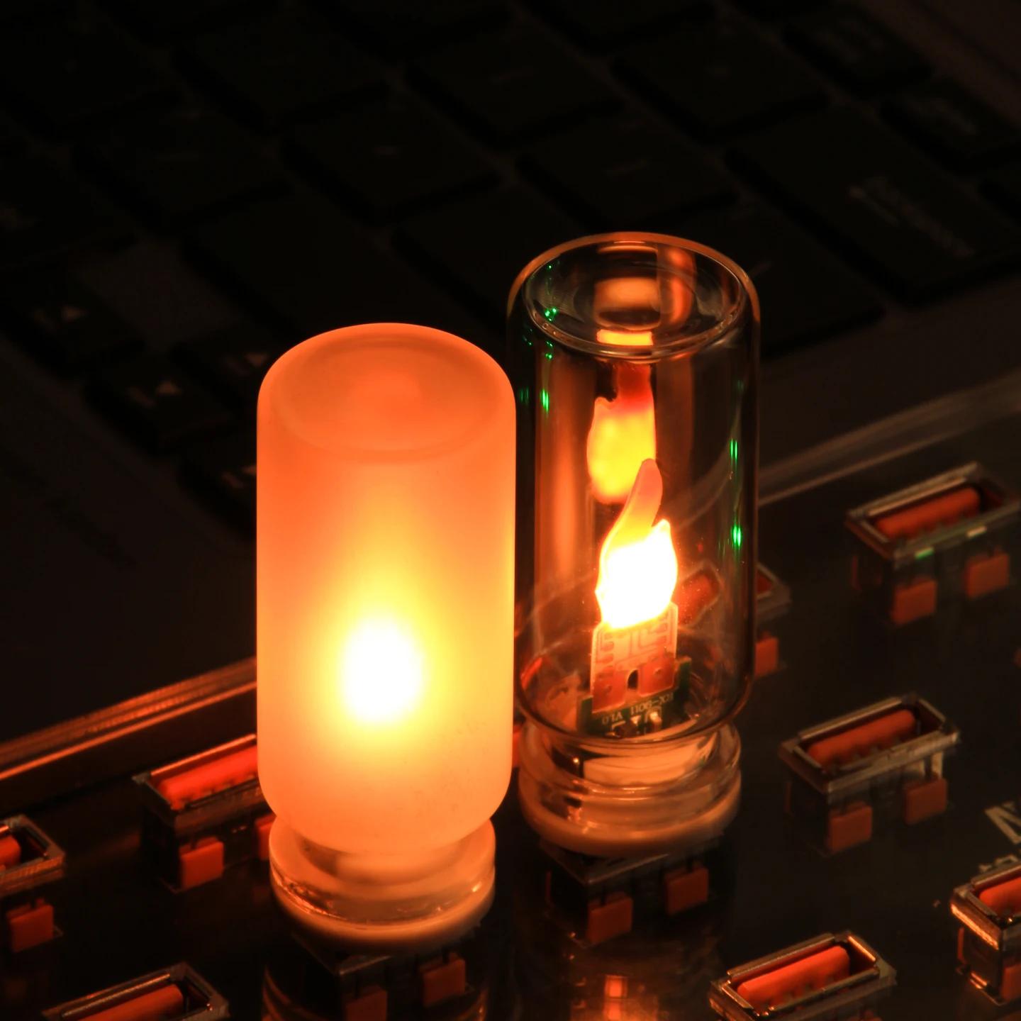 USB LED Night Light with Flame Effect Transparent Satin Glass Smooth, Simulated Flame for Car, Home, Room, Laptop, PC, Festive Decoration