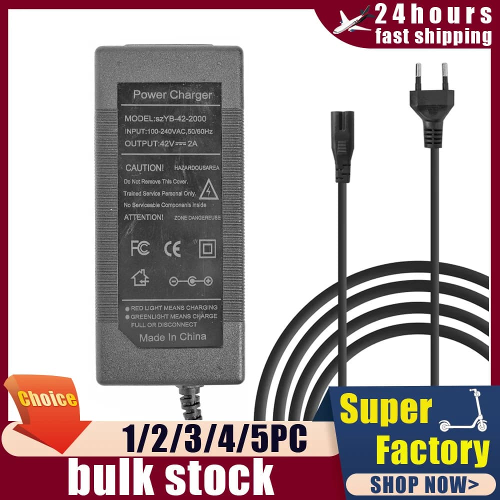 Caricabatterie per Kugoo S1 S2 S3 Scooter elettrico 42V 2Ah Batterie Caricabatterie Adattatore Ricarica rapida Parti di ricambio Parte di uscita