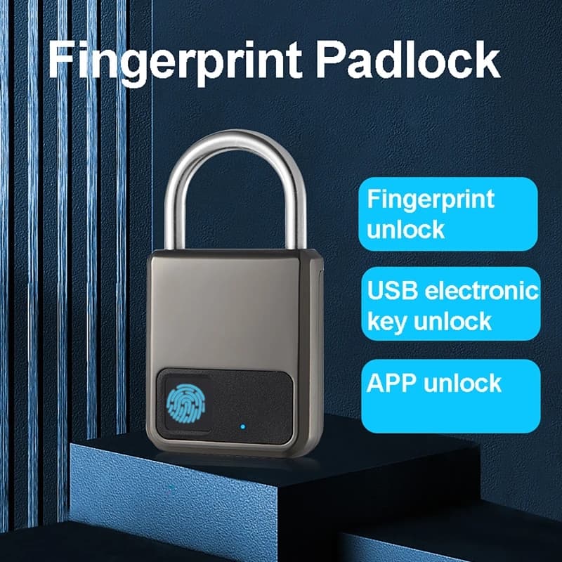 Lucchetto per impronte digitali Armadietto di sicurezza impermeabile senza chiave Blocco per impronte digitali Carica USB antifurto per bagagli per armadietto da palestra per bici