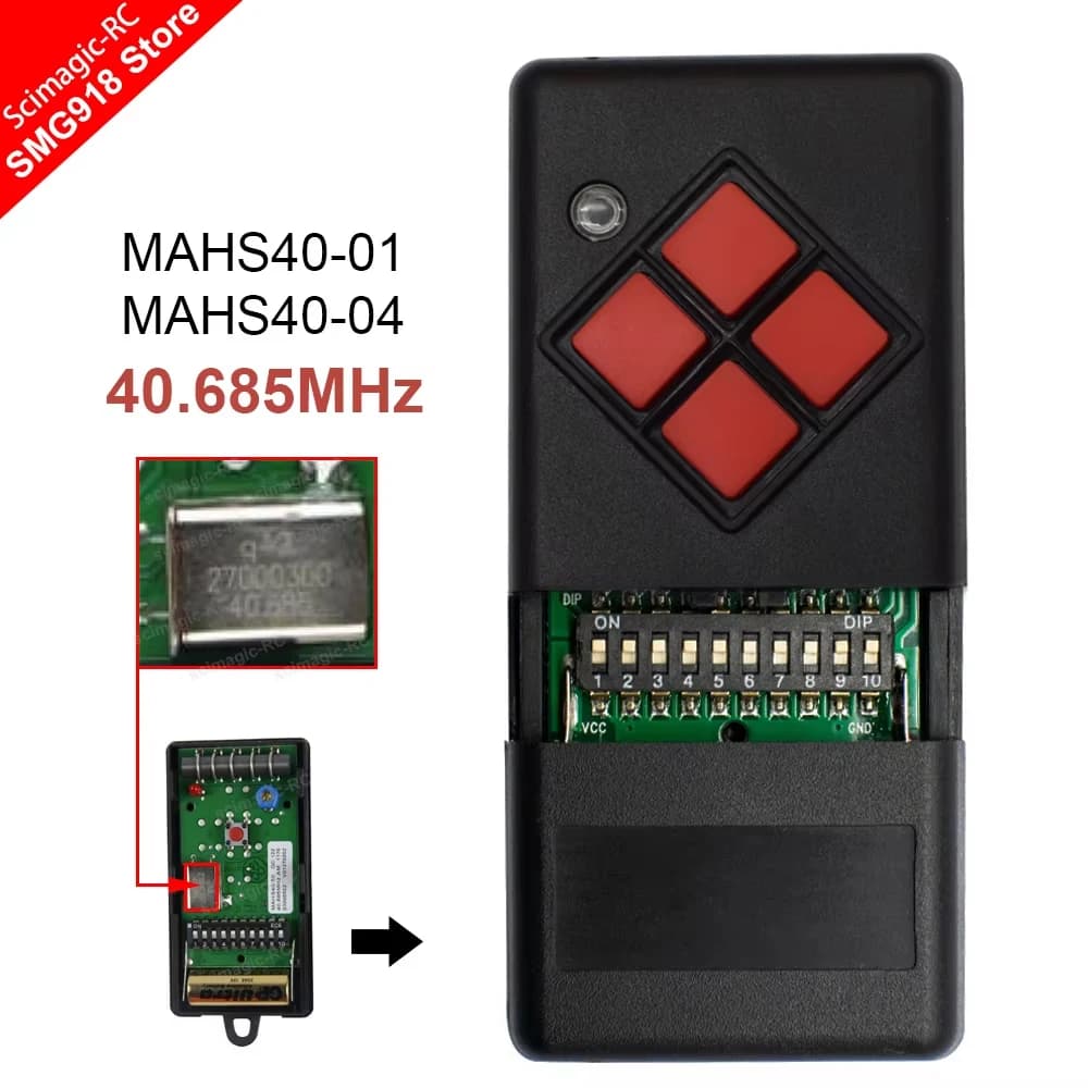 Hand-held Transmitter MAHS40-01 MAHS40-04 40.685 mhz Garage Door Remote Control Compatible For Red Key 40mhz
