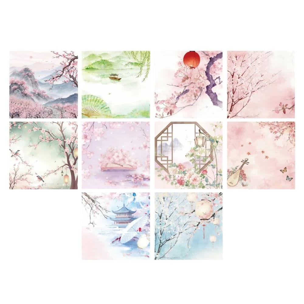 60 Sheets Chinese Style Origami Paper Double-Sided Printed Traditional Landscape Floral Craft Paper Decorative