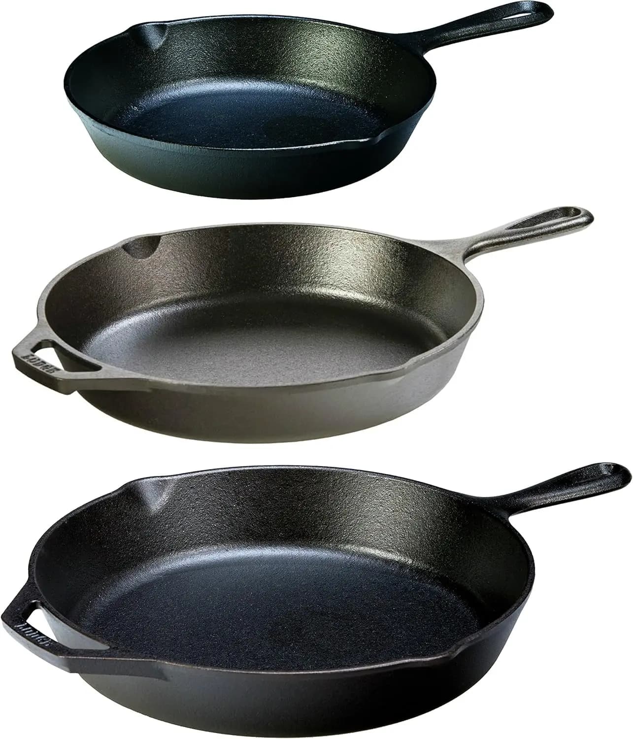 Seasoned Cast Iron 3 Skillet Bundle. 12 Inches and 10.25 Inches with 8 Inch Set of 3 Cast Iron Frying Pans