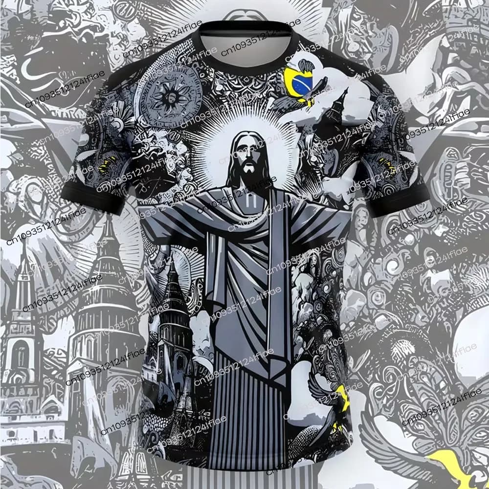 2026 New Arrival Brazilian-Style Football Jersey T-Shirt Adult Men's Summer Quick-Drying T-Shirt Casual Short-Sleeve Top