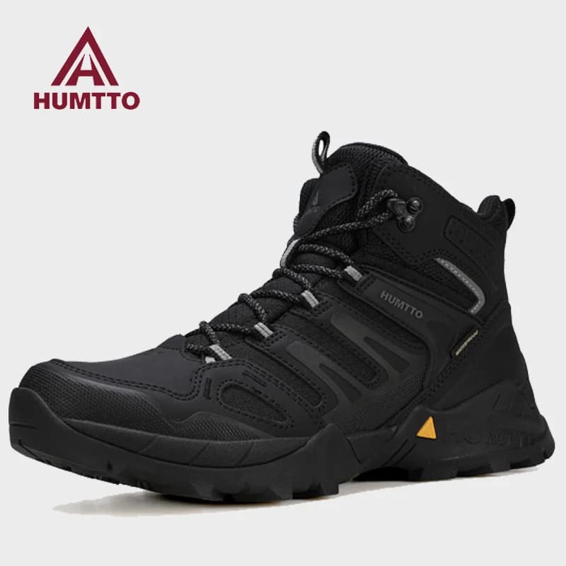 HUMTTO Hiking shoes Men's waterproof hunting Boots Tactical Desert Combat Ankle trekking Boots Male warm cow Leather Sneakers
