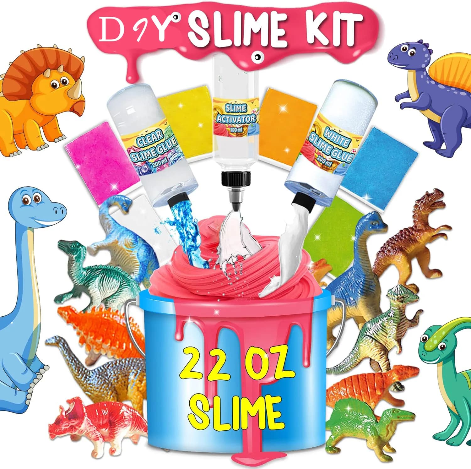 Kit Sensoriale Fai-da-Te per Slime a Tema Dinosauri, Regalo Educativo per Bambini