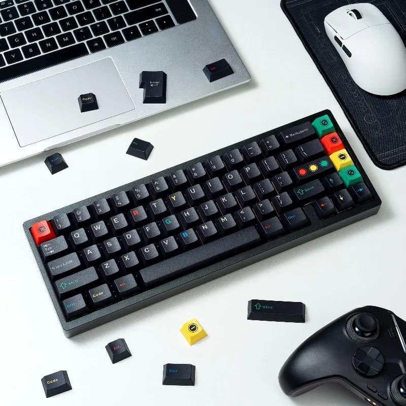 Set di copritasti neri addensati Tappo per tastiera con profilo Cherry a sublimazione PBT traslucido personalizzato per accessori per tastiera meccanica