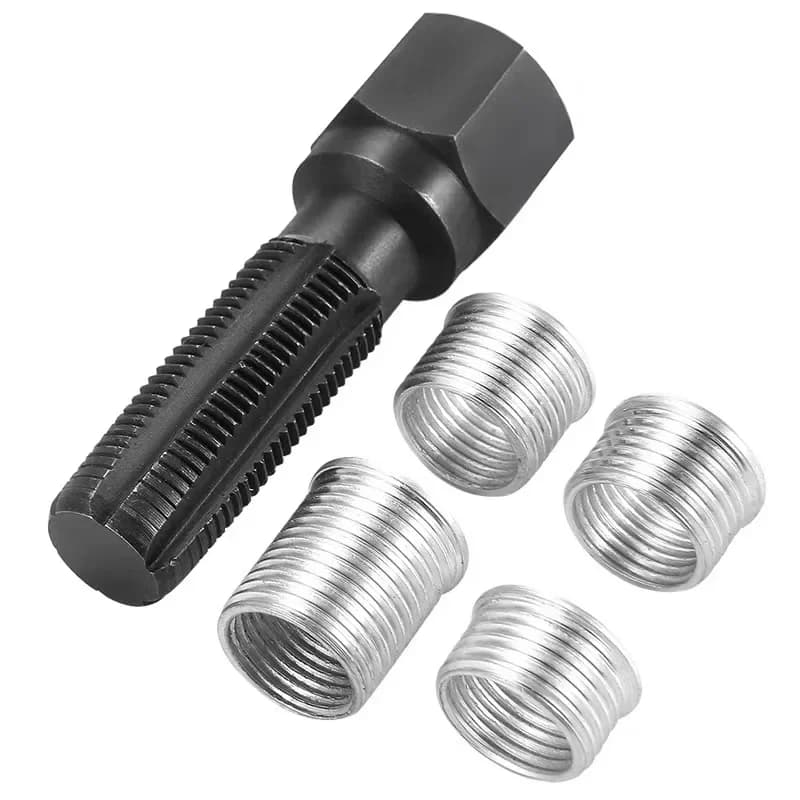 Car Tools 1 Set M14 x 1.25 Spark Plug Rethreader Kit Spark Plug Car Cylinder Thread Repair Kit 14mm Thread Repair Tool