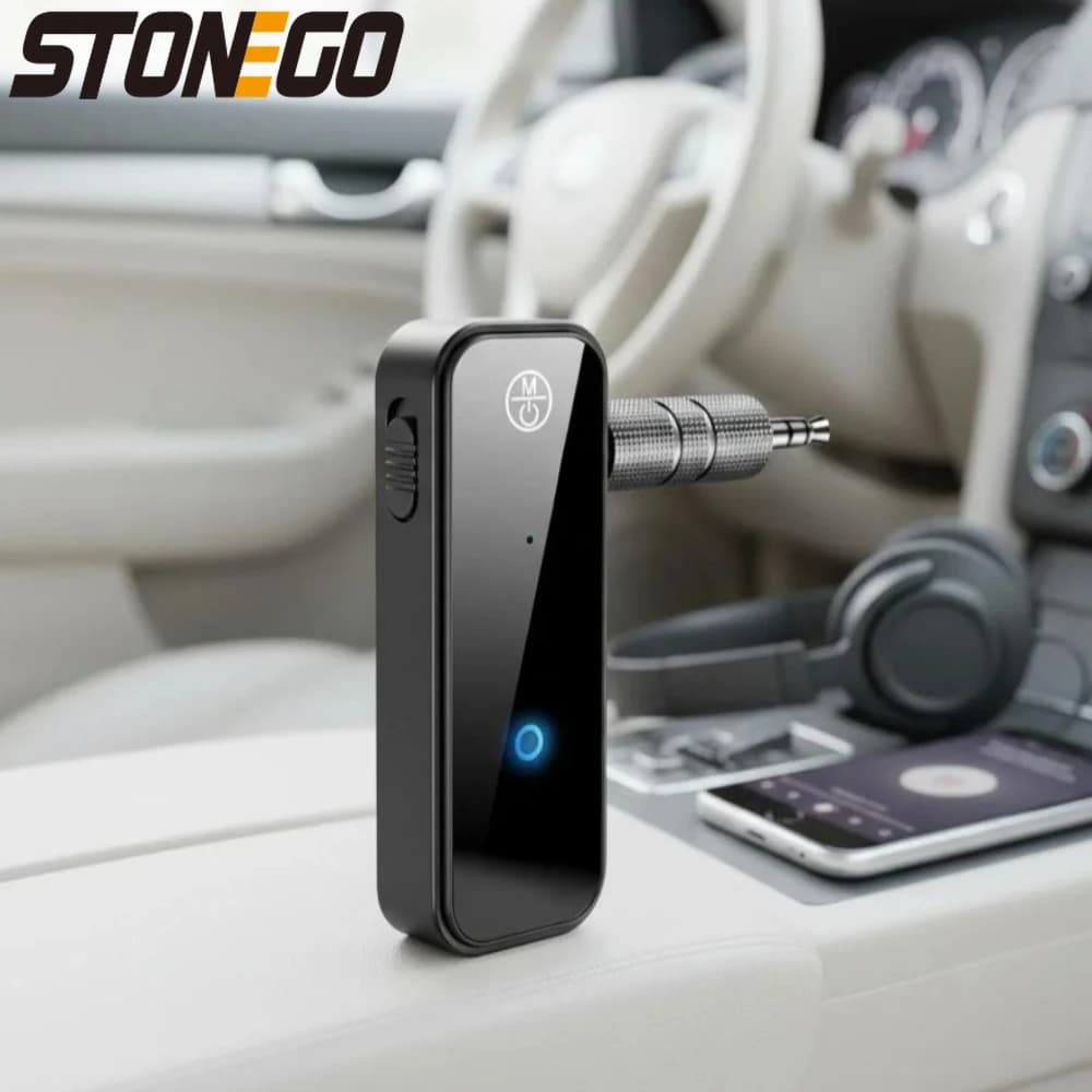 Bluetooth 5.0 Wireless Audio Adapter, Receiver and Transmitter Stereo AUX 3.5mm for Auto, Home, Speakers and TV