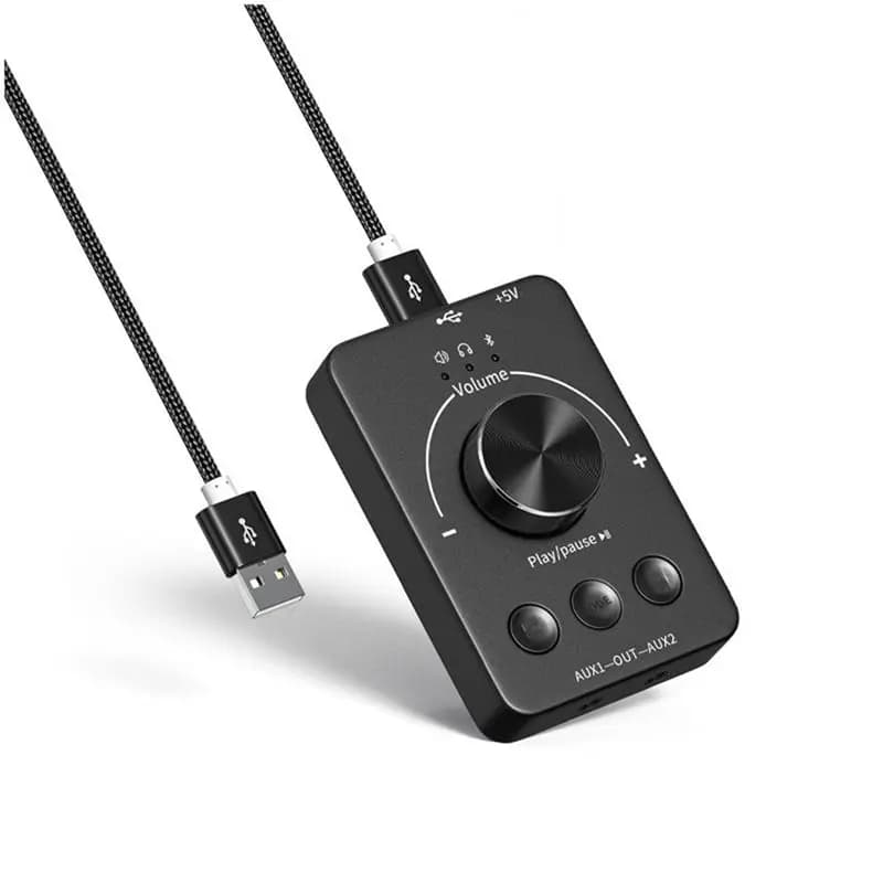 USB Volume Control Knob Multimedia Computer Speaker Controller Adjust Knob One-Key Mute Bluetooth With Play Pause Skip-A31R