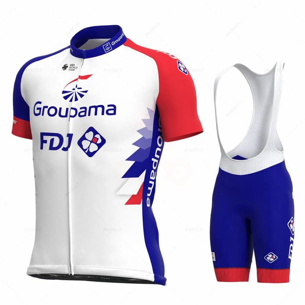 Nuovo 2022 GROUPAMA FDJ Team abbigliamento da ciclismo bianco Bike Jersey Ropa Mens Bicycle Summer Cycling Jerseys 19D Gel Pad Bike Shorts