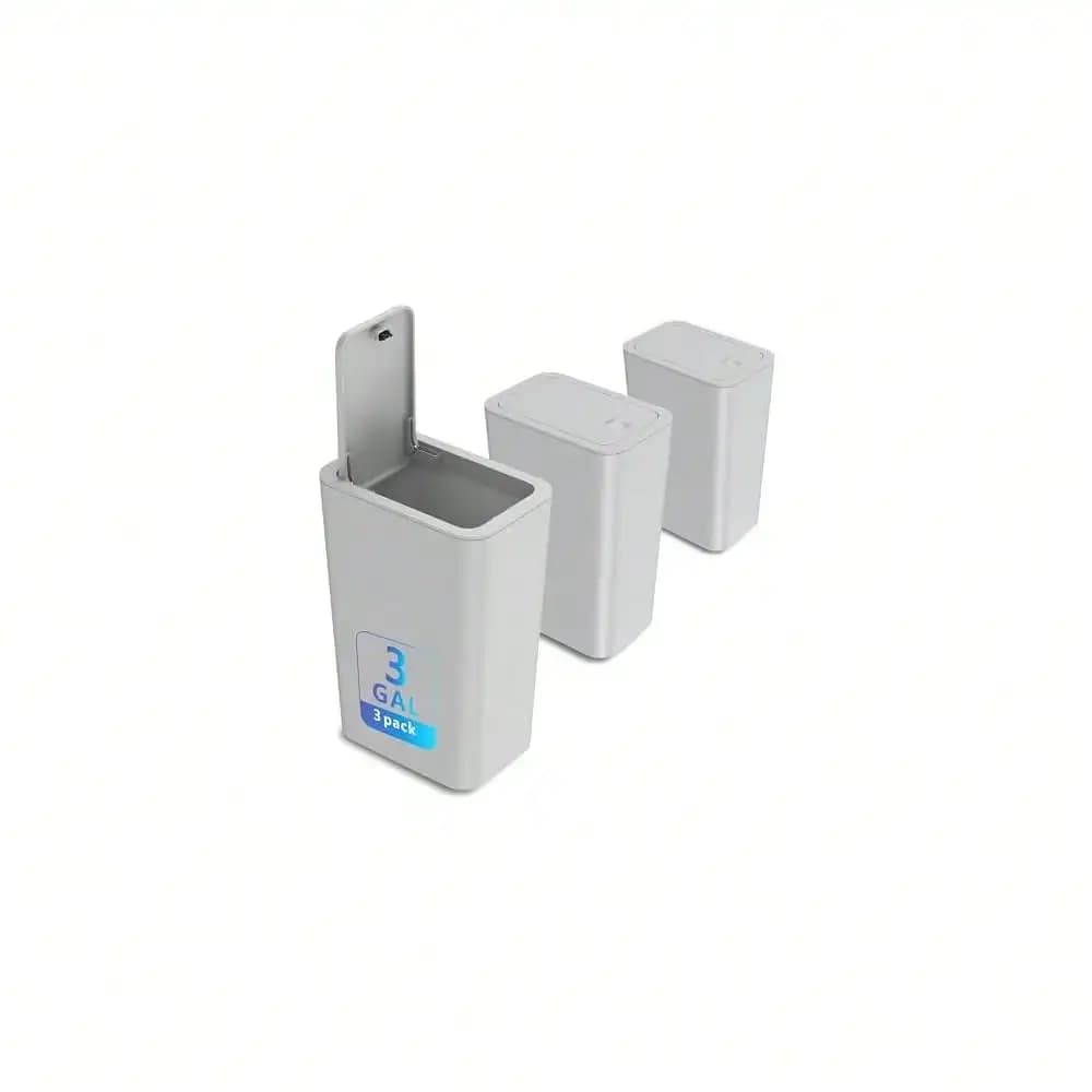 Set di 3 Piccoli Cestini per Rifiuti con Coperchio, Bidone da 3 Galloni per Bagno, Cestino Sottile per Rifiuti per Bagno, Cucina, Camera da Letto