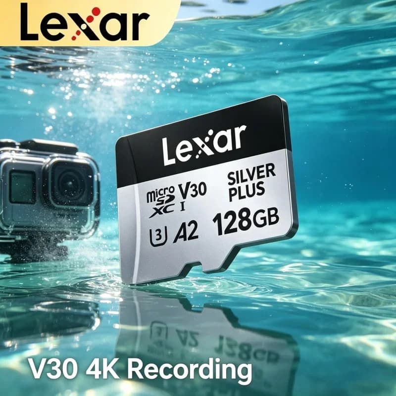 UHS I microSDXC High Speed Memory Card Lexar Professional SILVER PLUS U3 A2 V30 4K TF Card 64GB 128GB 256GB for Tablet Drone