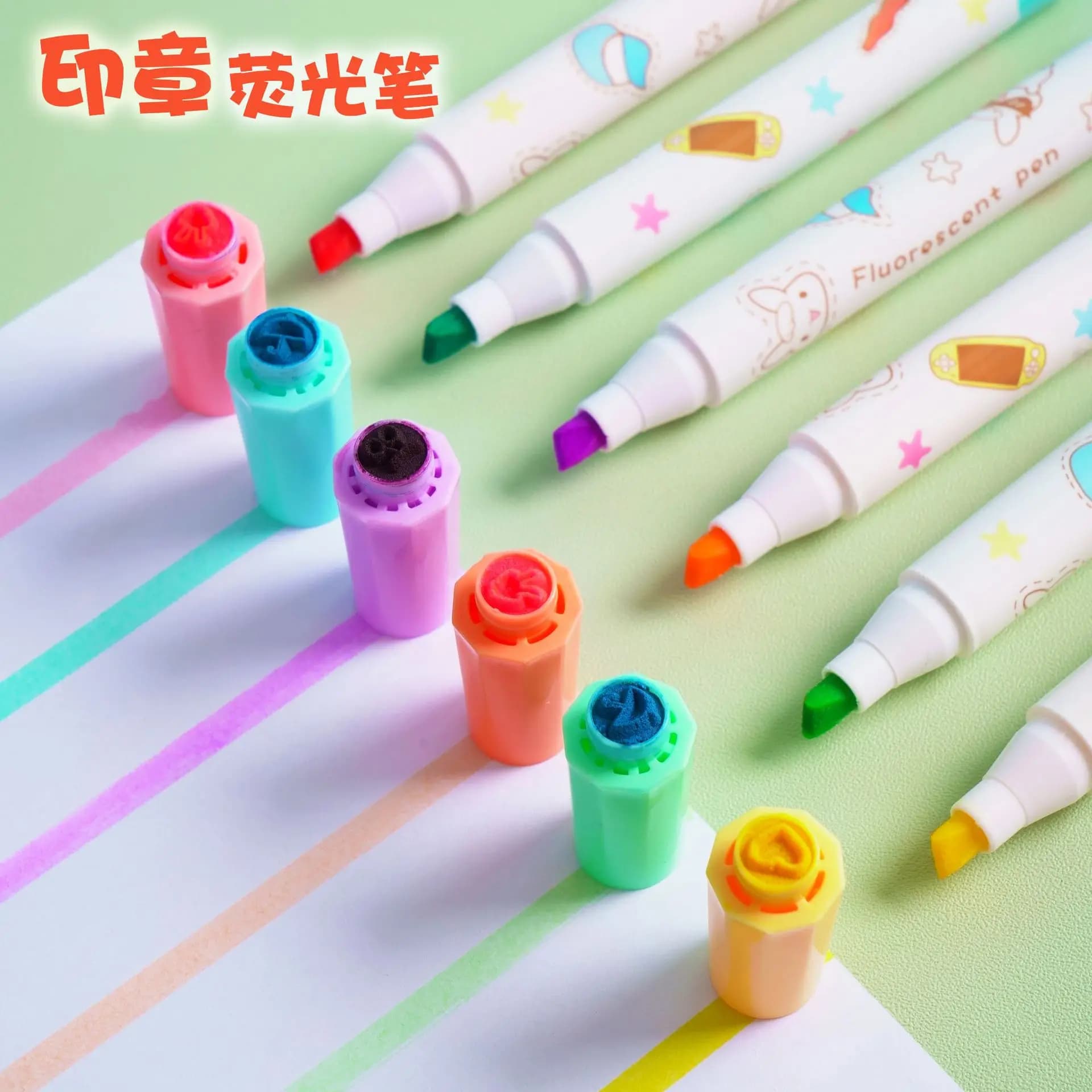 6 pz/set Kawaii Heart Stamp Highlighter Cute Candy Colors disegno pittura pennarello artistico materiale scolastico cancelleria coreana