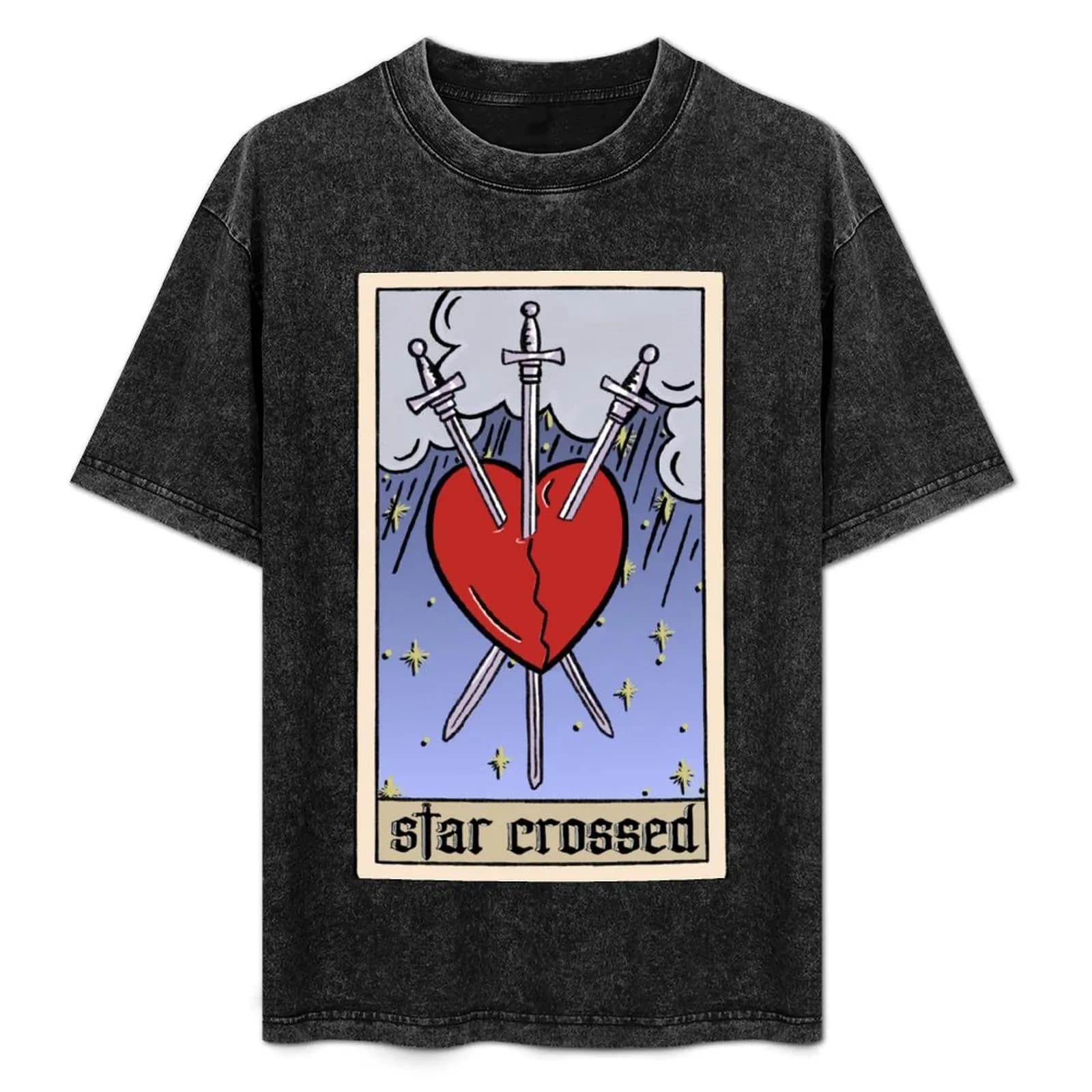 T-shirt con stampa artistica minimalista della carta dei tarocchi Star Crossed km