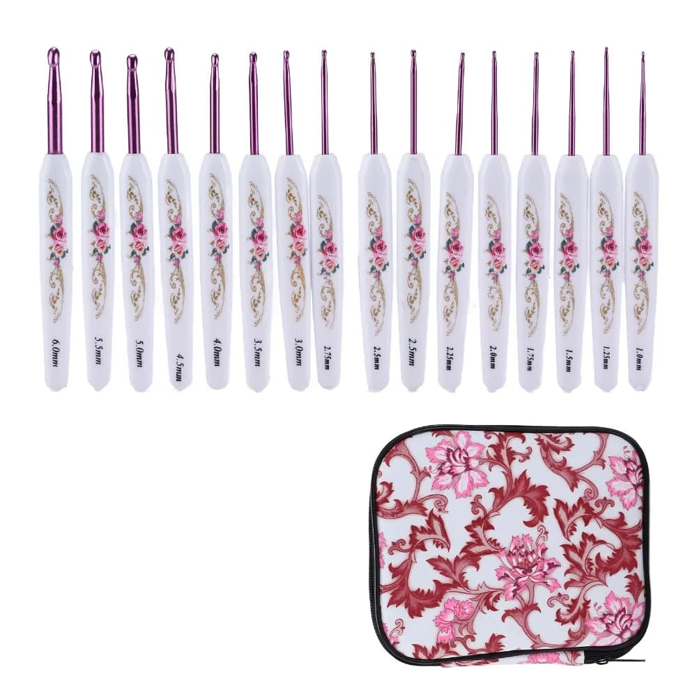 16Pcs Durable Ergonomic Handle Crochet Hooks Set With Storage Case Knitting Needles Set Crochet Hook Kit For Enthusiasts