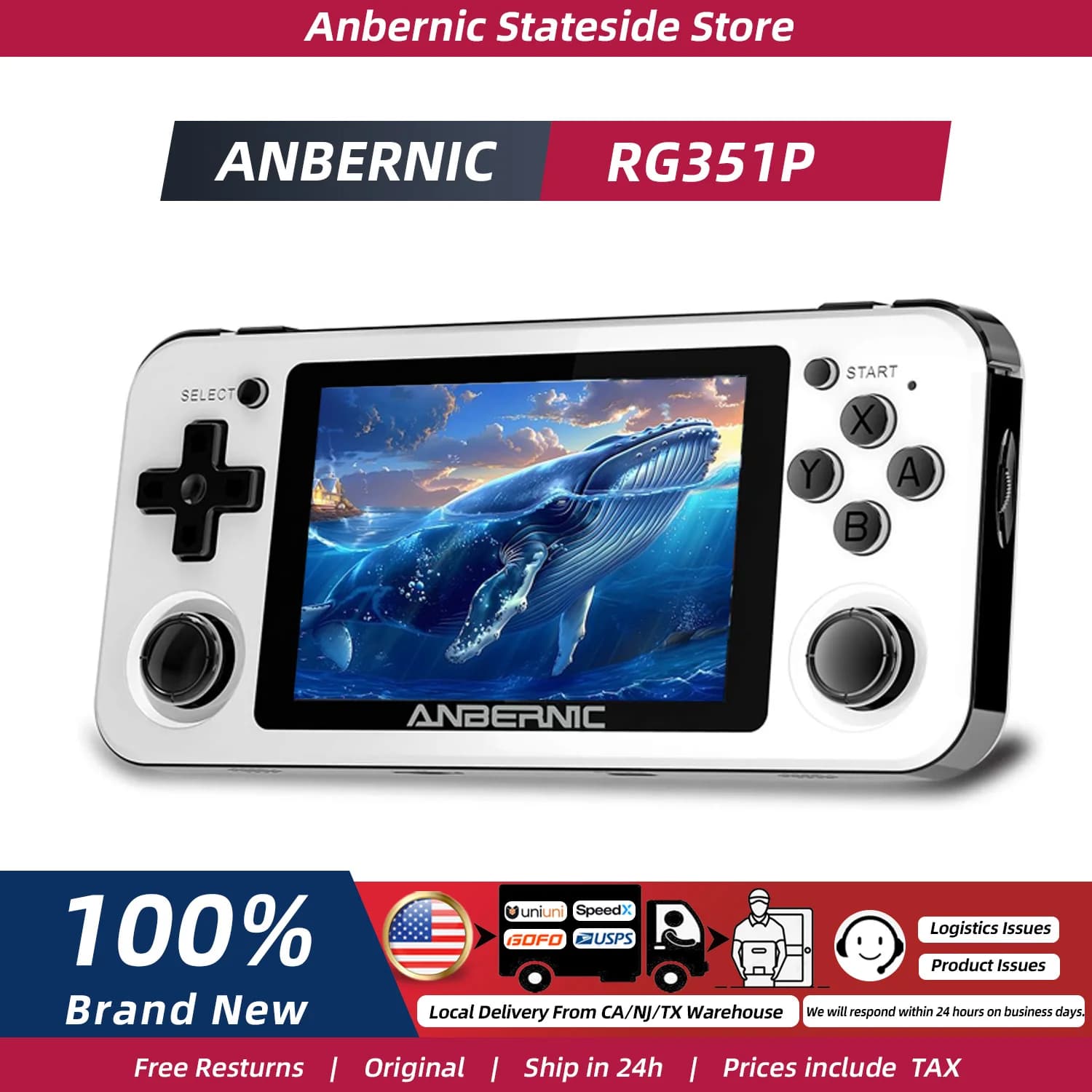 ANBERNIC RG351P Portable Retro Game Console 3.5 Inch IPS Screen TF 64G 2500 Classic 3500 mAh Double Rocker 3D Gift