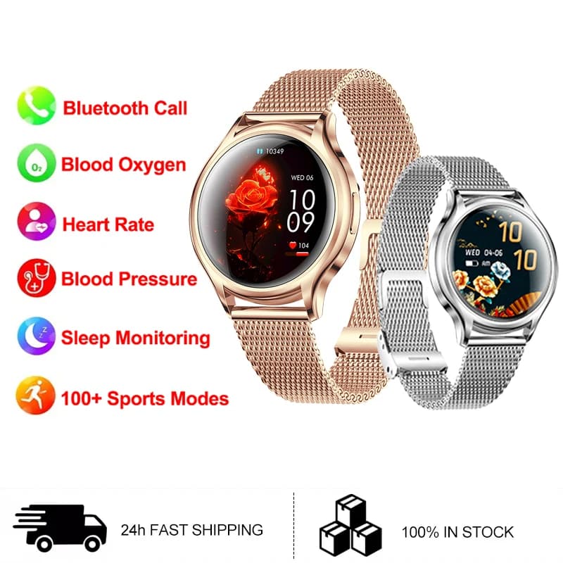 Smartwatch da donna da 1,27 pollici Chiamata Bluetooth Assistente vocale AI Orologi da donna Orologio personalizzato Monitor per la salute del viso Smartwatch