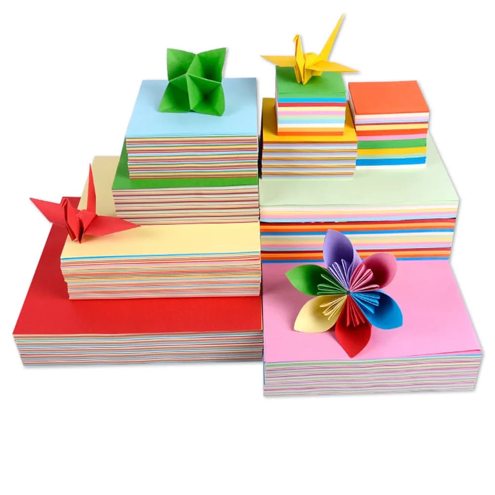 1000Pcs Vibrant Double Sided Origami Paper 10 Colors 10Cm Square Premium Craft Paper for Childrens Color Recognition Hand Skills