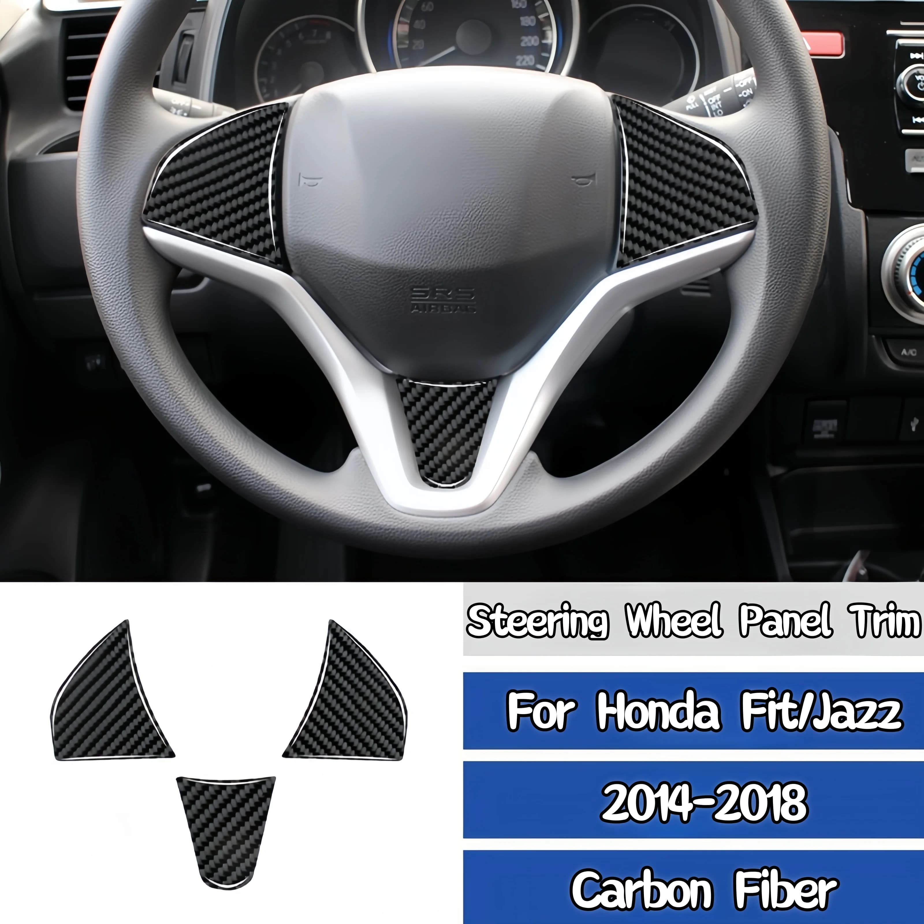 For Honda Fit/Jazz 2014-2018 Carbon fiber interior Car steering panel Trim Cover Decoration Sticker Accessories