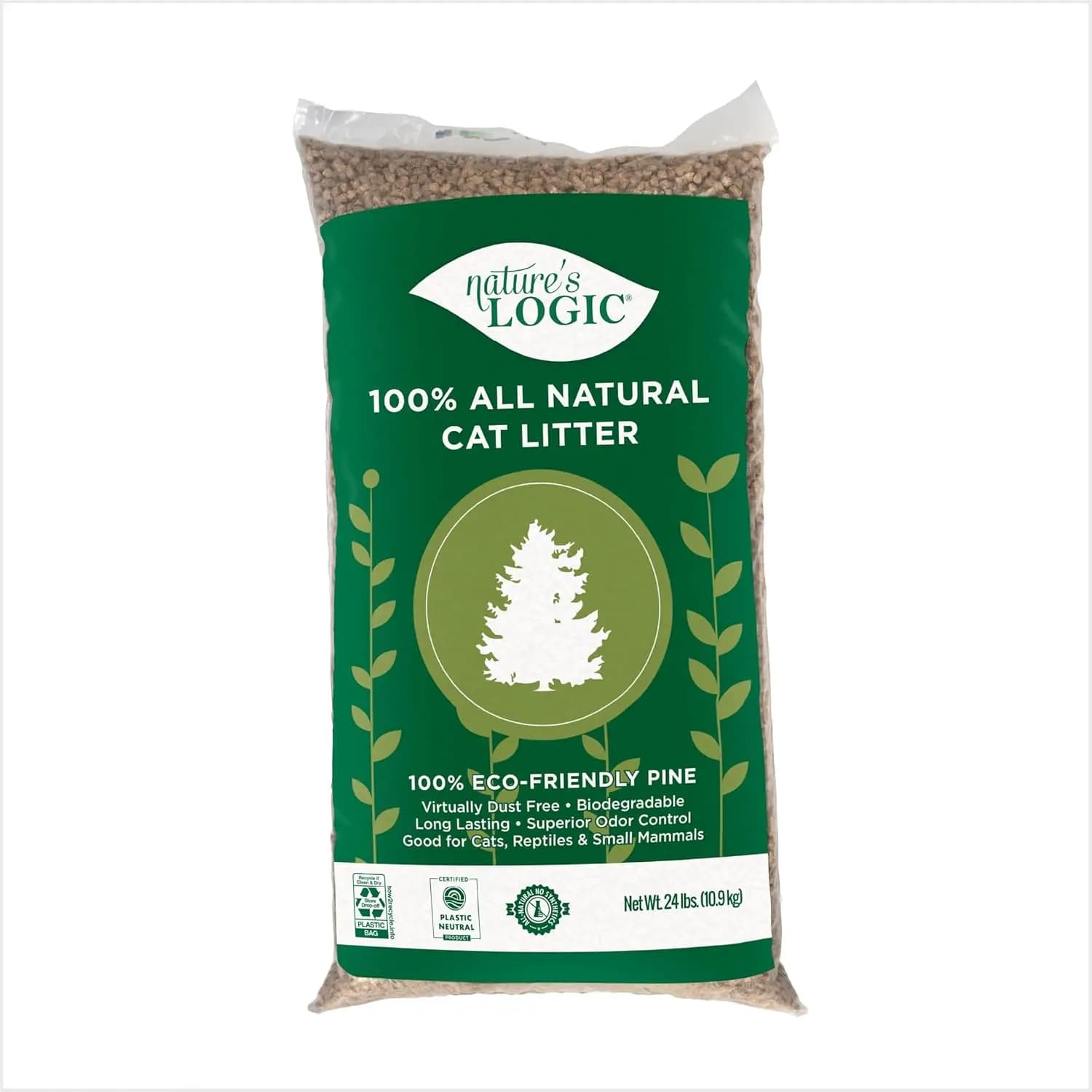 Lettiera per Gatti in Pellet di Pino Naturale - Senza Polvere, Inodore, Biodegradabile per Gatti e Piccoli Animali - Altamente Assorbente, Confezione da 24 lb